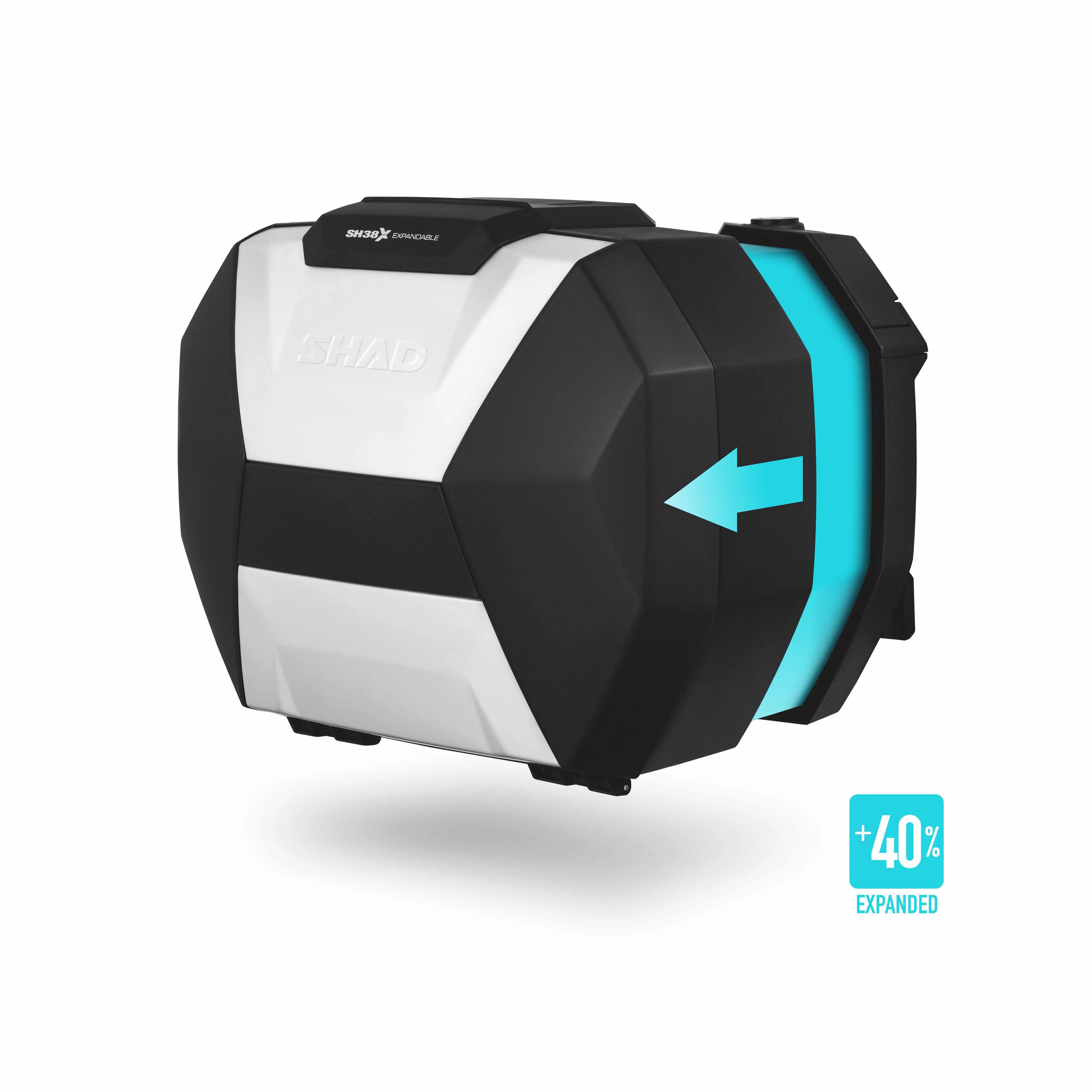 Shad zijkofferset SH38X, uitbreidbaar, zwart/aluminium, 38 l