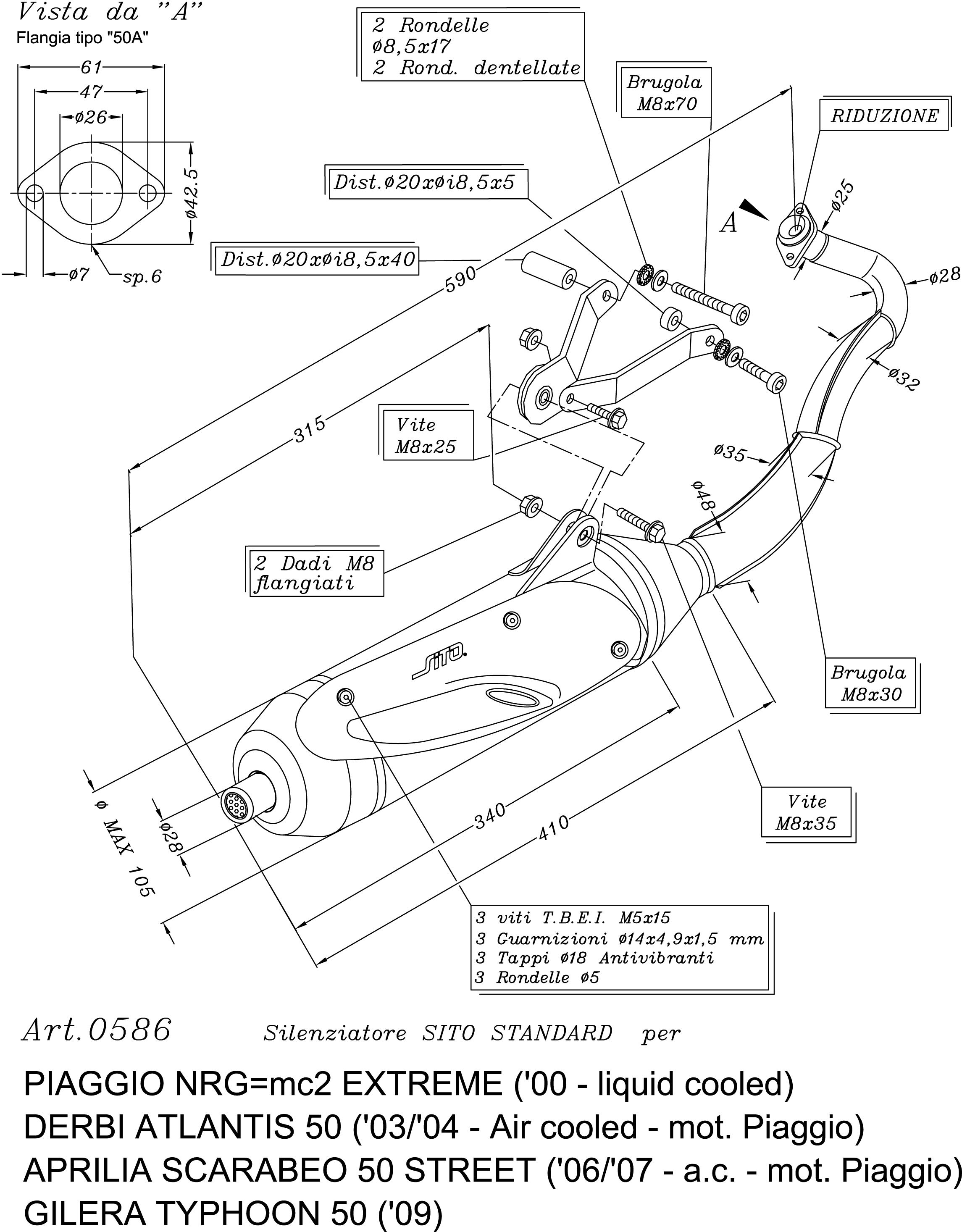 Sito / LeoVince uitlaatsysteem Sito Standaard, volledig systeem voor NRG / Typhoon