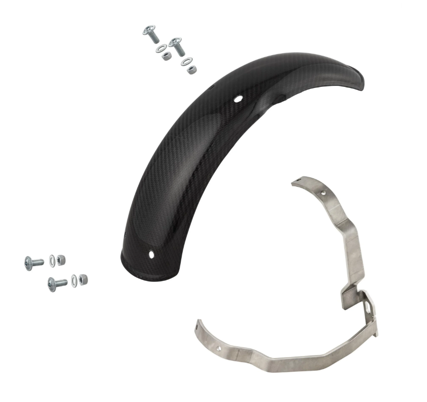 Spatbord 2.0 Garelli EVO II voor Vespa PX 80-200ccm, carbon helder, roestvrijstalen beugel