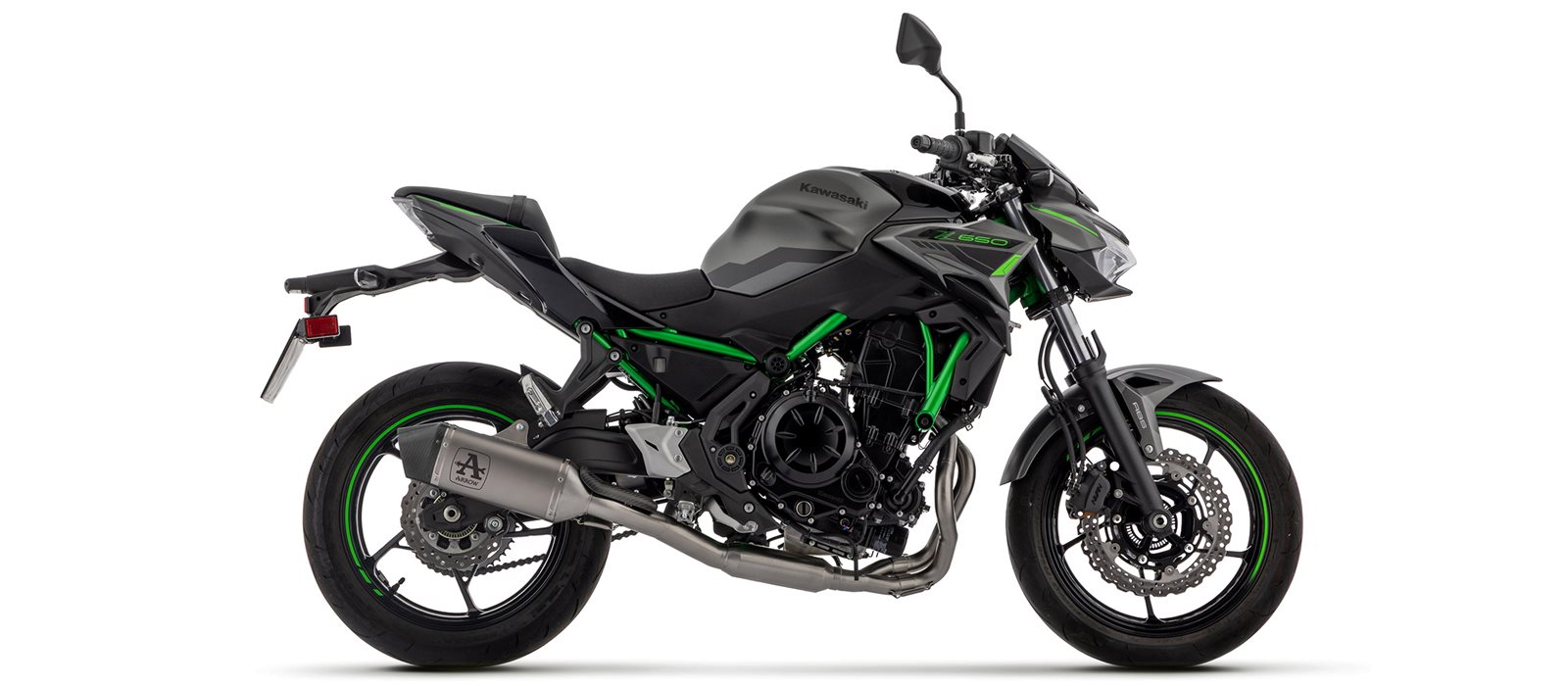 ARROW Racing-Komplettanlage mit VELOCE Endschalldämper Titan mit Cabonendkappe für Kawasaki Ninja 65