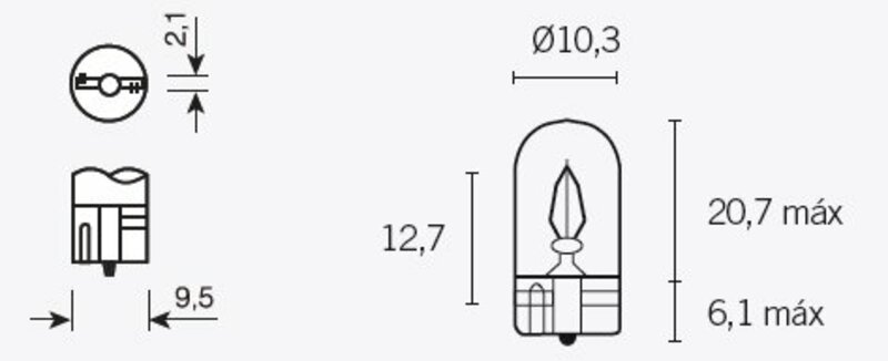 Tecnium T10 lampen 12V 3W - x10