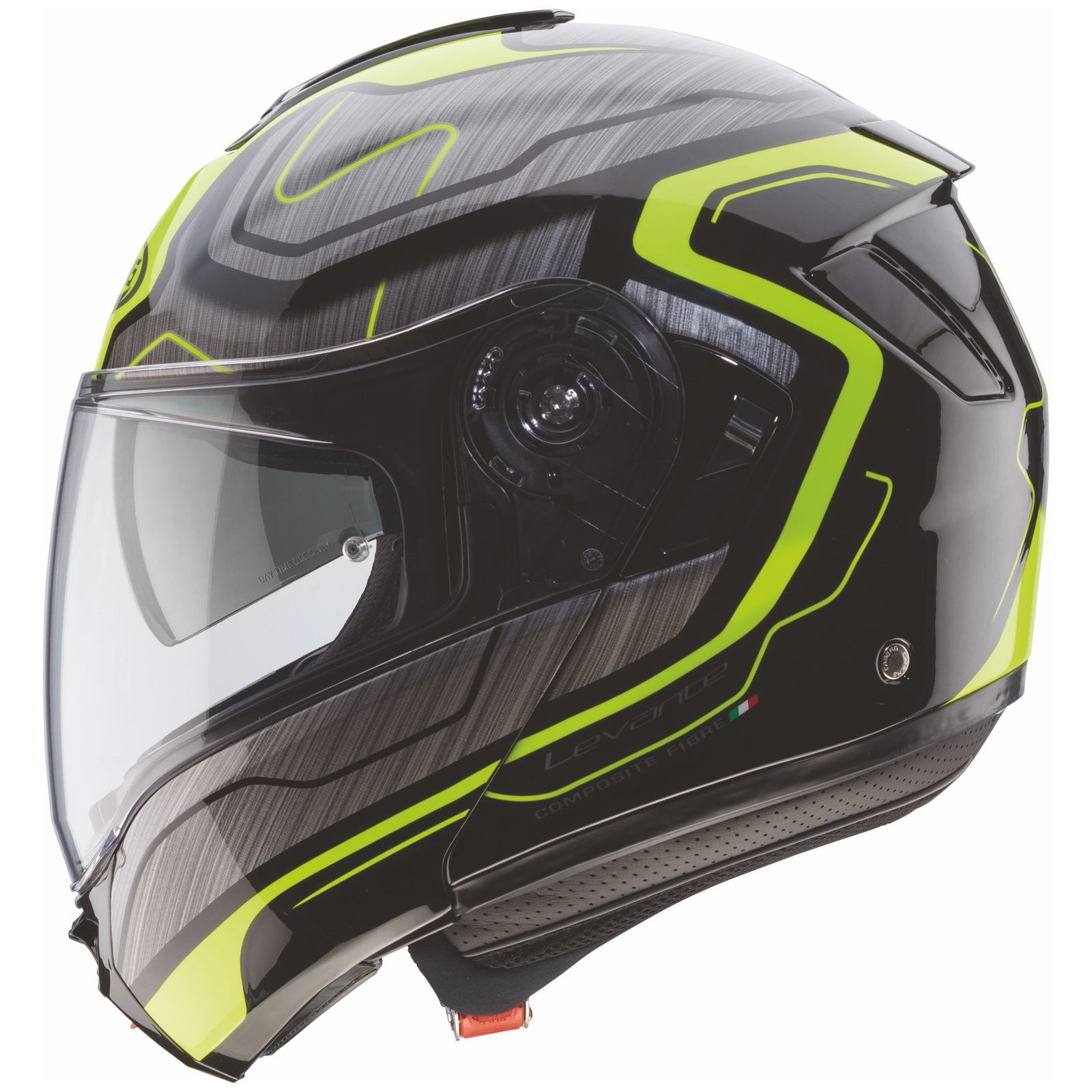 Caberg Helm Levo Flow, zwart/grijs-fluo-geel