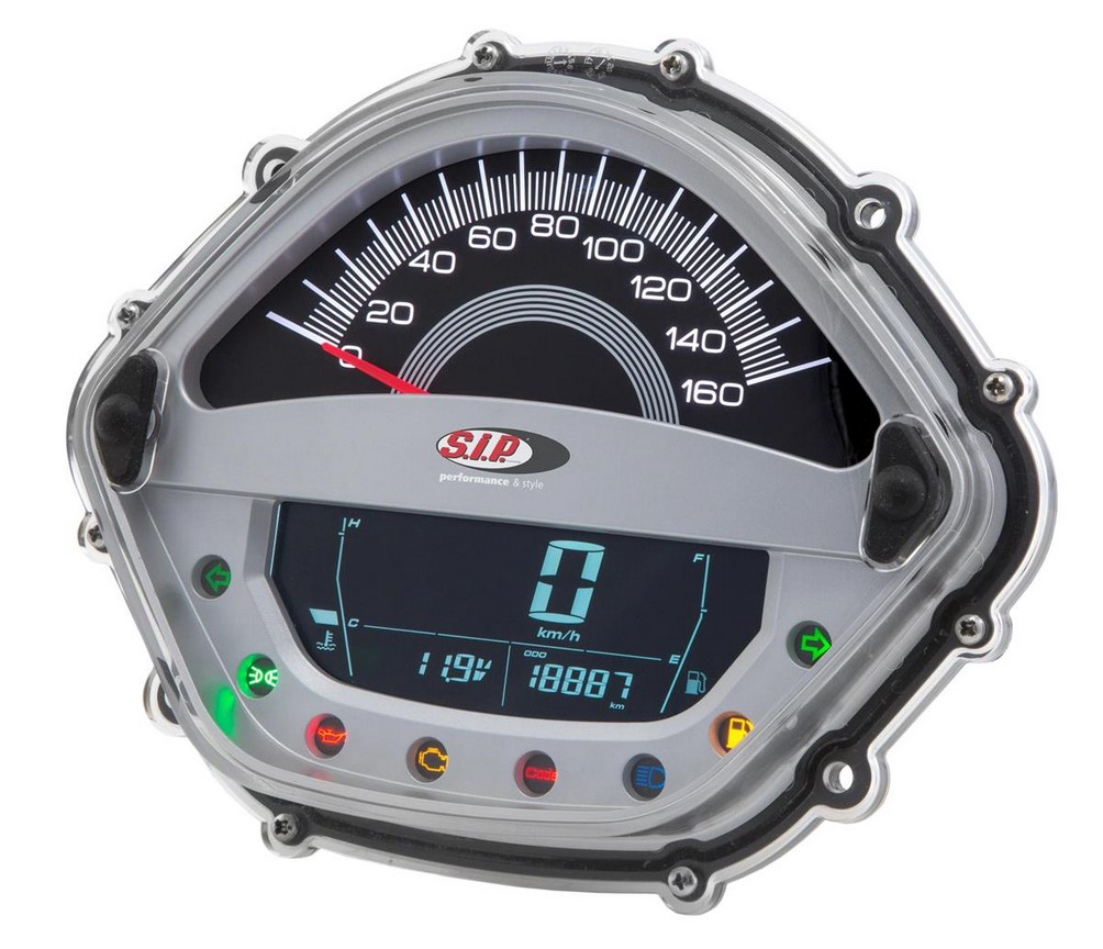 Toerenteller/snelheidsmeter voor Vespa GTS/GTS Super 125-300cc ('14-'16), zilver