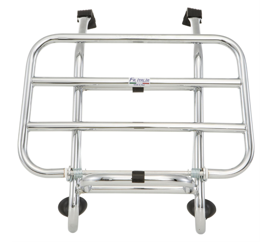 Bagagerek vooraan voor Vespa PX 80-200cc, opvouwbaar, chroom