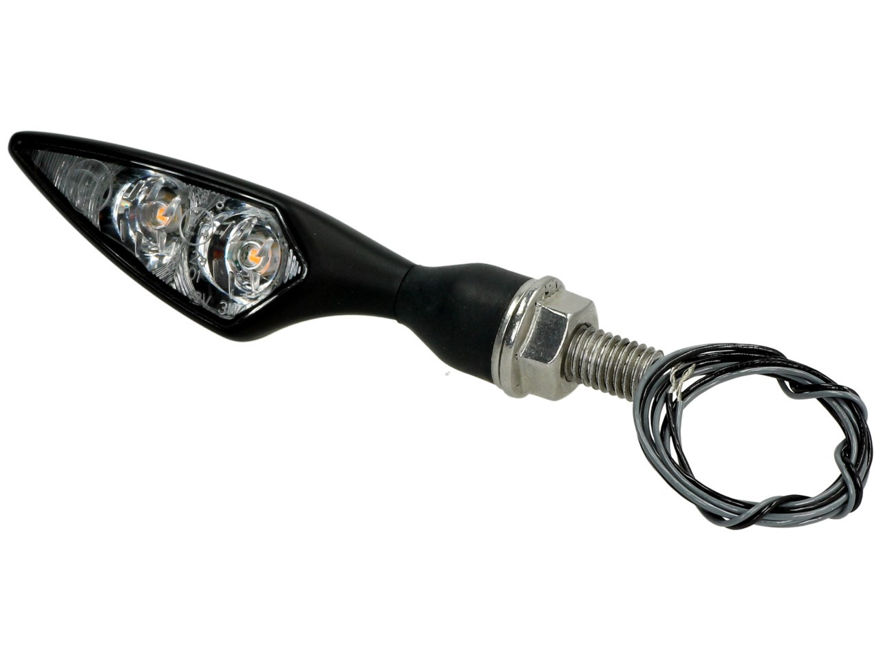 Kellermann-indicator, Rhombus Extreme, staal, LED, VR/HL, 12 V, zwart gesatineerd, M8x20, E-keurmerk