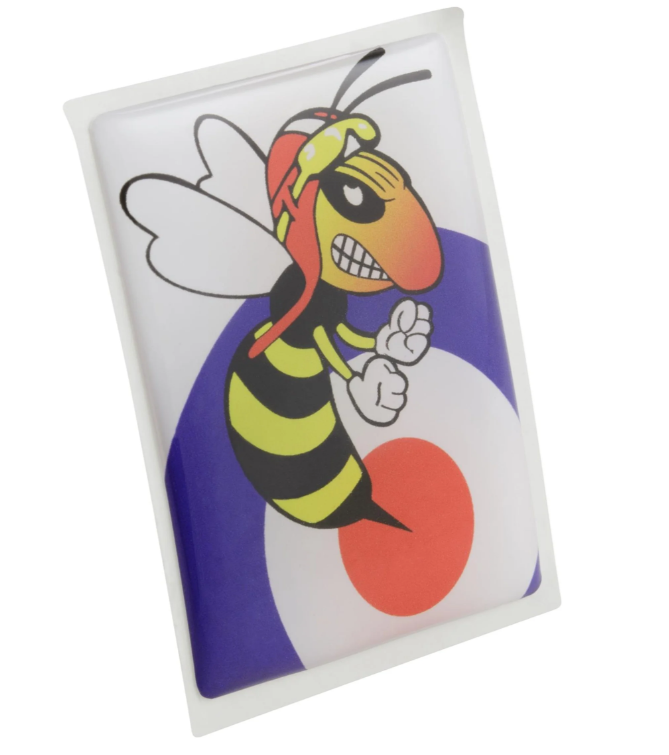 Vespa-embleem "Target boze wesp" 4-hoekig cascade, blauw/wit/rood
