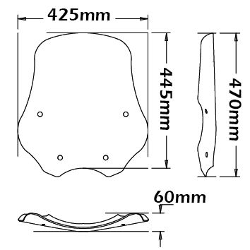 Medium windscherm - hoogte 445mm voor BMW R 1200 R (06-10)