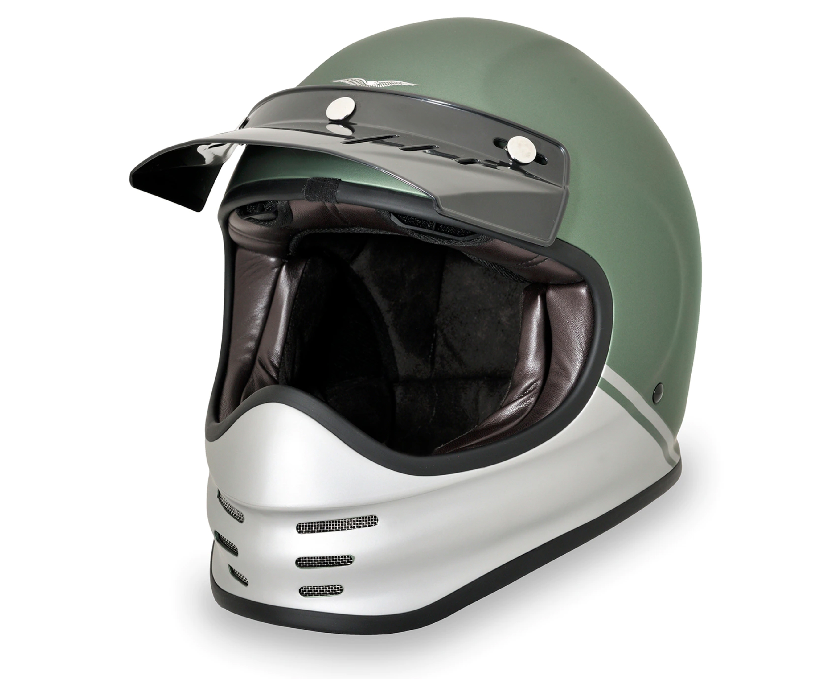 Moto Guzzi Adventure Vintage Helm - groen / zilver mat
