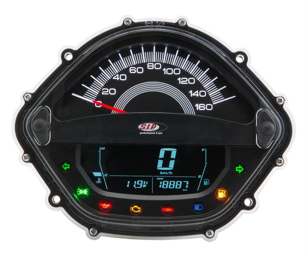 Toerenteller/snelheidsmeter voor Vespa GTS/GTS Super/GTS SuperSport, d.w.z., 125-300cc (-'14), zwart