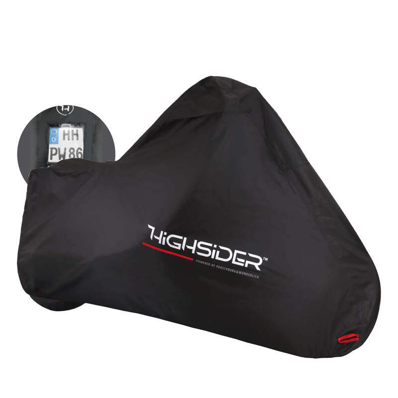 HIGHSIDER pro outdoor afdekzeil zwart L, met kentekenplaatvenster (1pc)