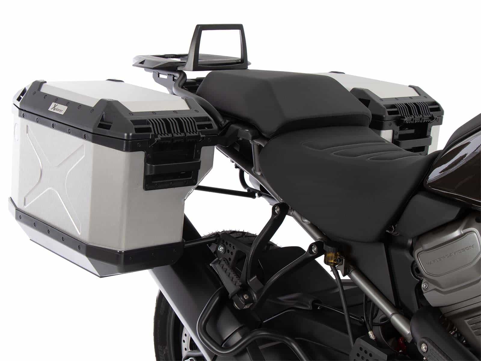 Kofferdragerset Cutout incl. kofferset Xplorer Cutout zilver voor Harley Davidson Pan America (21-)