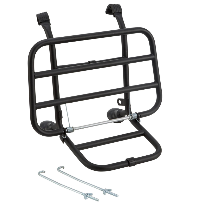 Bagagerek vooraan voor Vespa PX 80-200cc, opvouwbaar, zwart