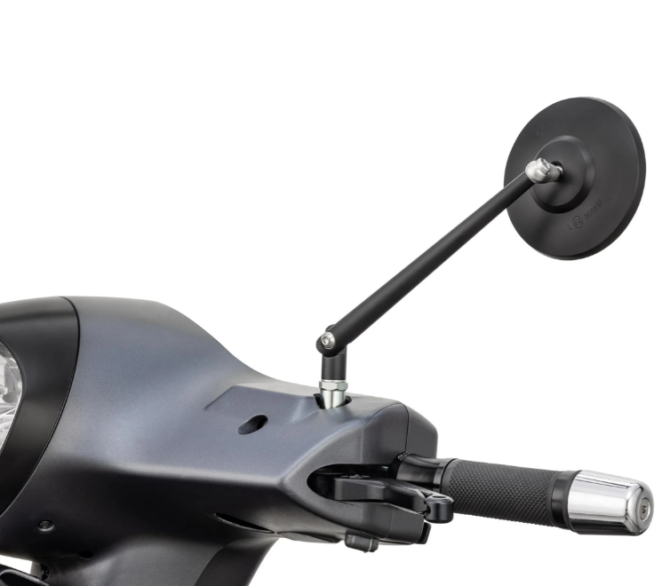 Standaardspiegel links of rechts voor Vespa PX 125-200ccm, zwart mat