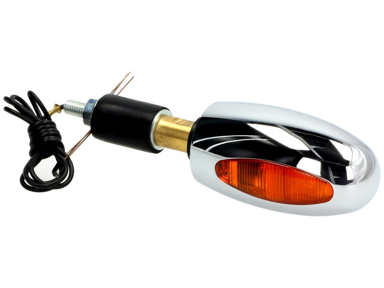 Kellermann aanwijzer, BL 1000 geel, messing, halogeen, VR/VL, 12 V, 21 W, glanzend chroom