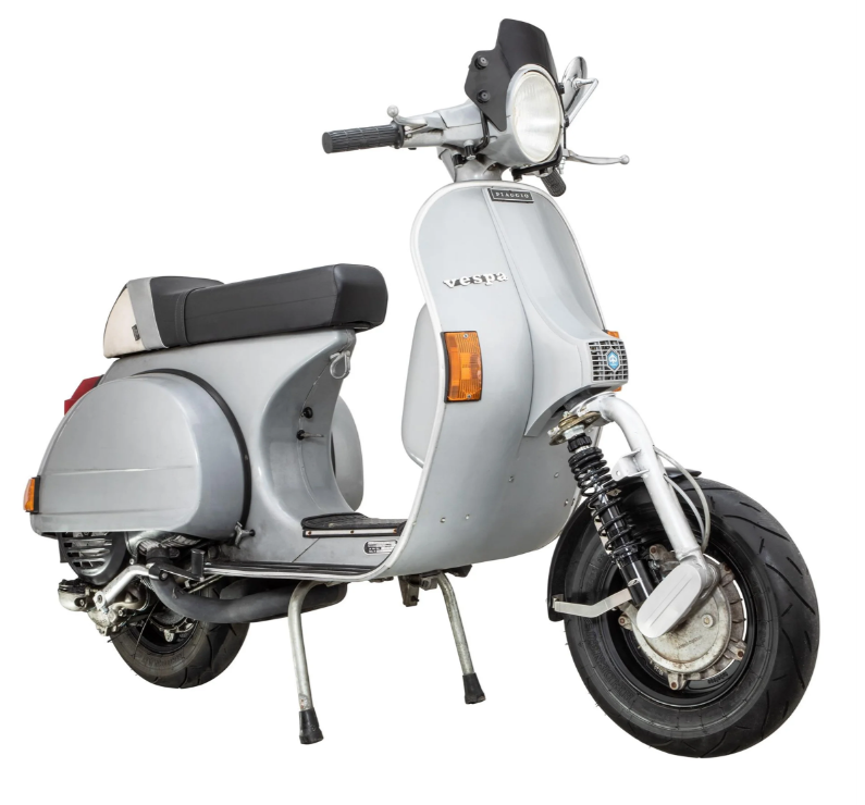Spatbord 2.0 Garelli Race EVO II voor Vespa PX 80-200ccm, GFK zwart, beugel roestvrij staal geborsteld