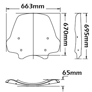 Windscherm - hoogte 670 mm voor BMW R 1200 R (11-14), helder