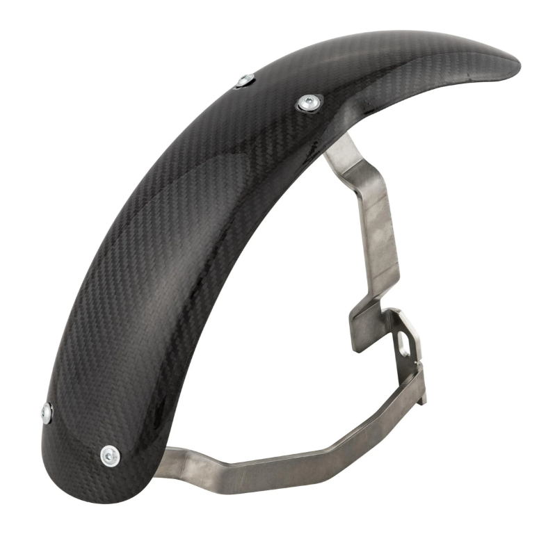 Spatbord 2.0 Garelli Race EVO II voor Vespa PX 80-200ccm, carbon helder, roestvrijstalen beugel