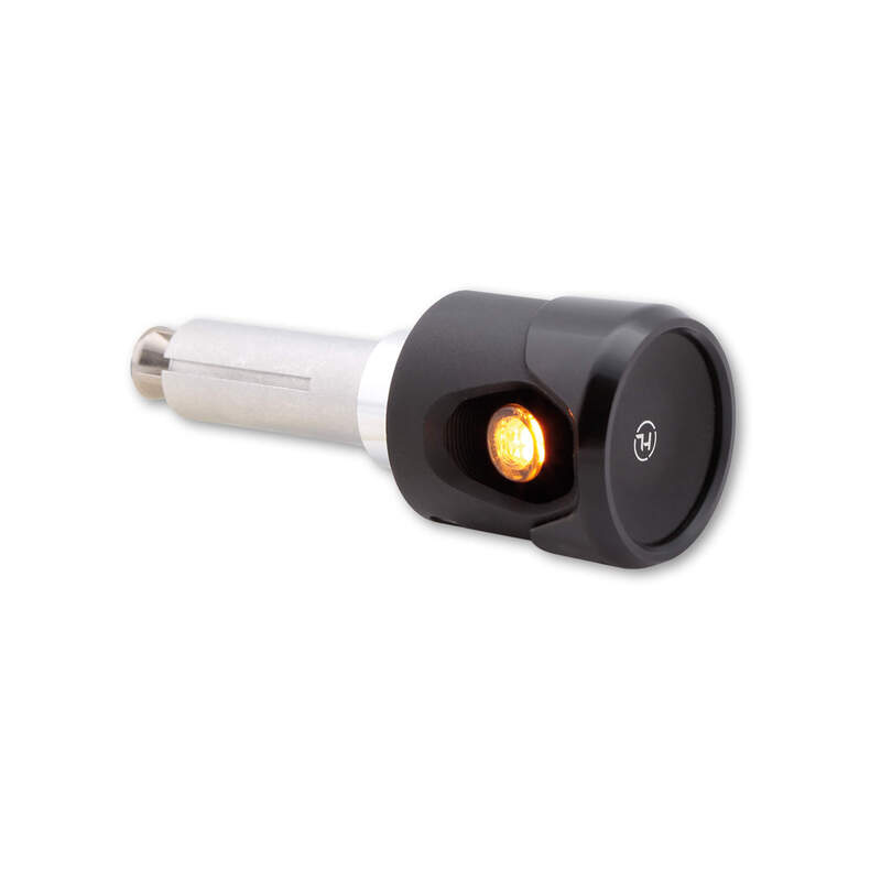 HIGHSIDER Pro Akron-Flash LED Bar End Knipperlichtbehuizing Zwart/Lens Oranje (Paar), Voorkant
