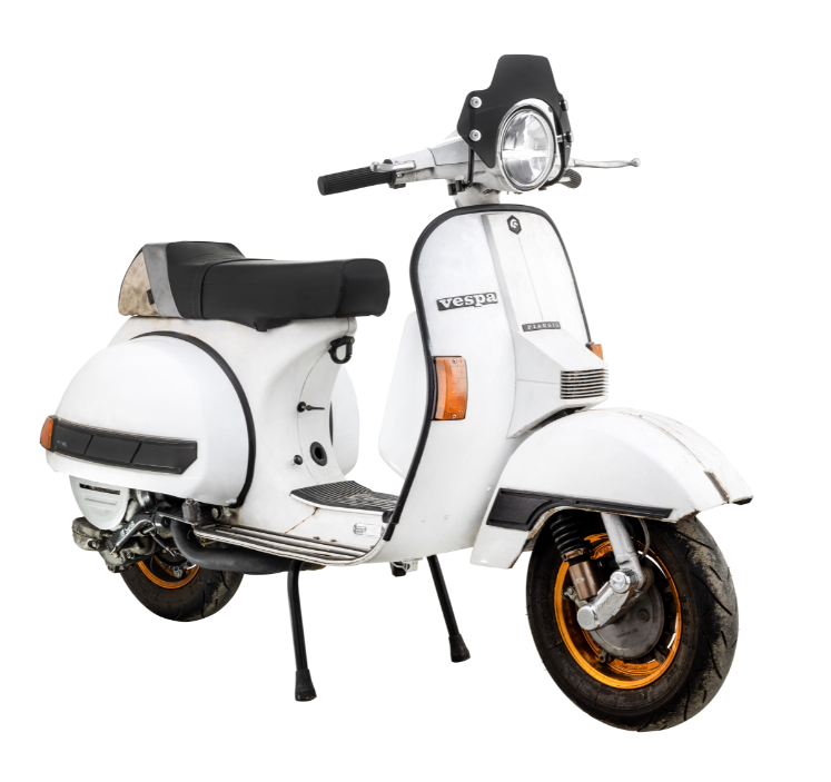 Flyscreen voor Vespa PX 80-200ccm, zilveren houder, zwart getint