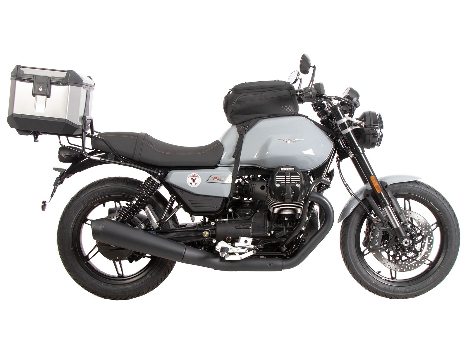 Buisvormige bagagedrager topkoffer zwart voor Moto Guzzi V7 850 Sport (25-) Hepco & Becker