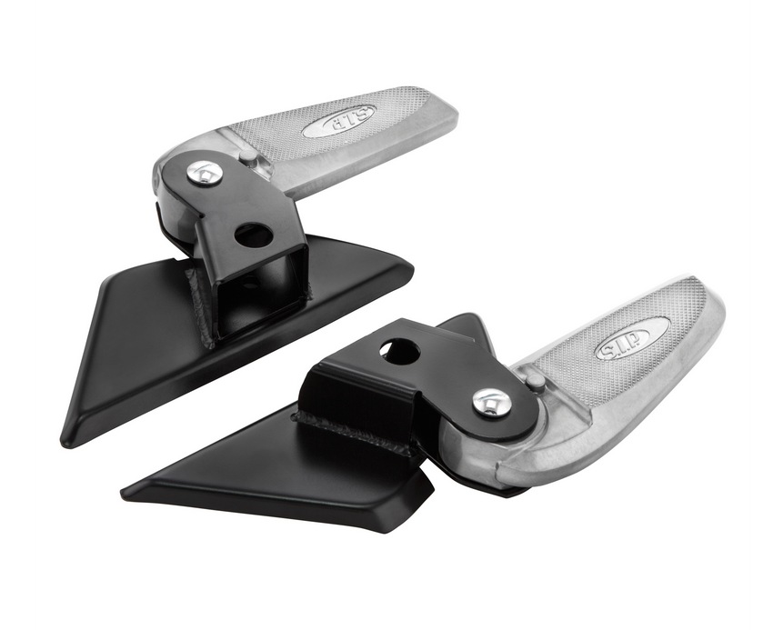 Voetsteunen rechts en links voor Vespa LX /LXV /S 50-150cc, zwart/zilver