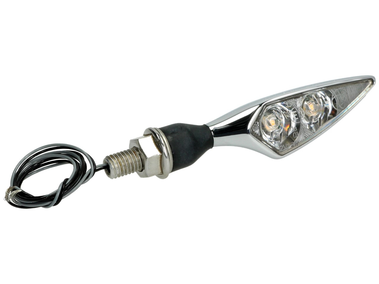 Kellermann indicator, Rhombus Extreme, aluminium, LED, VL/HR, 12 V, glanzend chroom, M8x20, E-gekeurd
