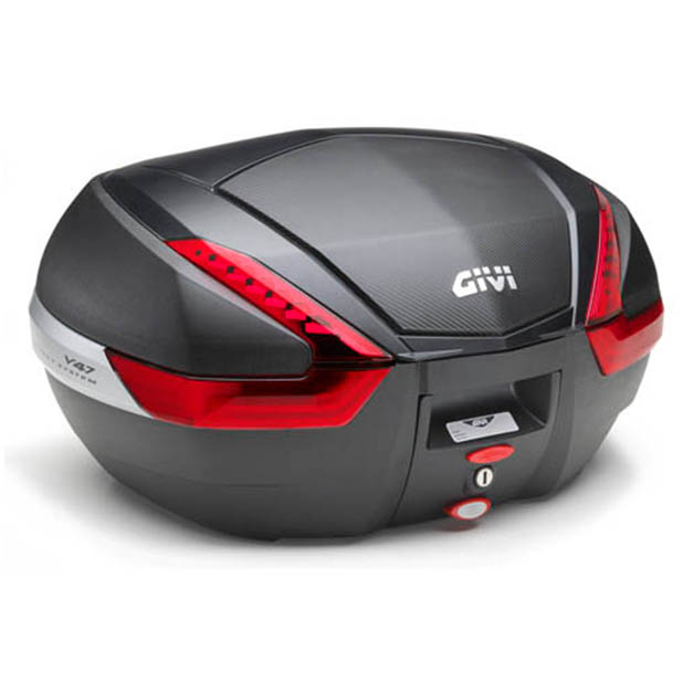 V47 MONOKEY topkoffer 47 liter zwart / carbon met rode reflectoren Givi