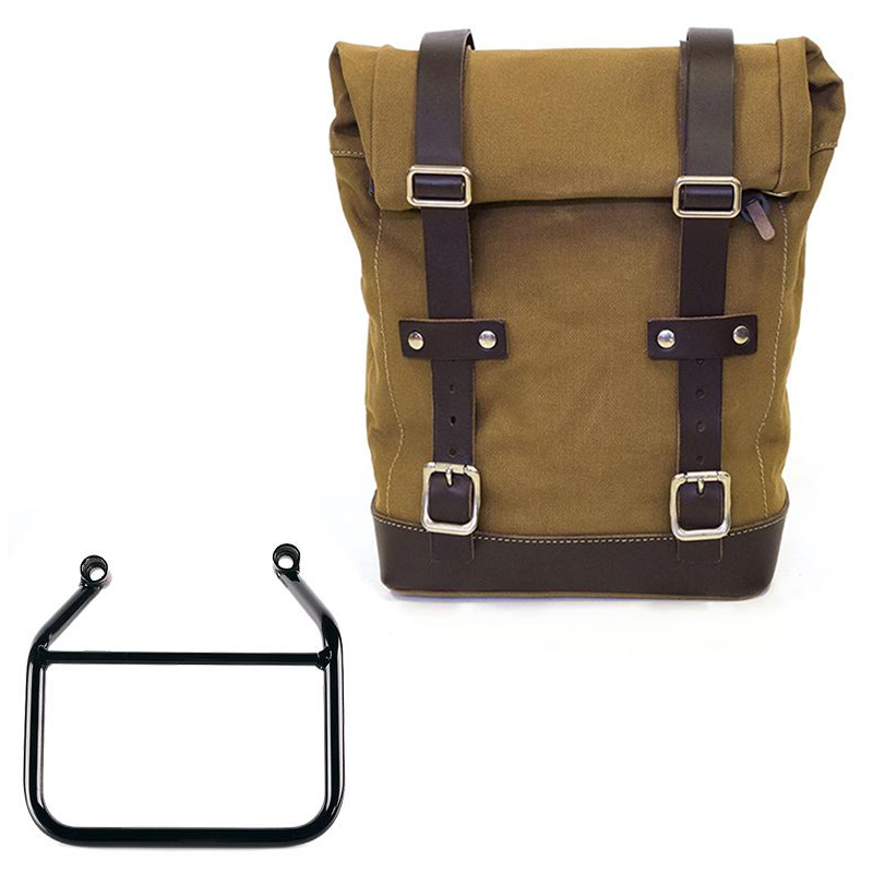 Canvas zijtas links 10L-14L + frame Triumph Scrambler 400 X - Beige/Bruin