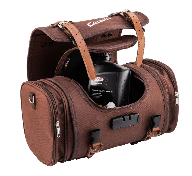 Classic" tas klein voor Vespa, nylon, tabak bruin
