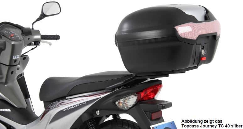 Journey Topcase 40 zwart-zilver incl. drager voor Honda AFS 110i Wave (12-16) Hepco & Becker