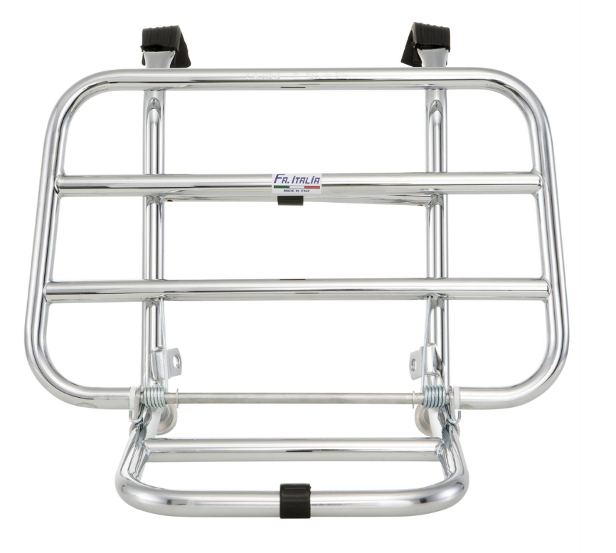 Bagagerek vooraan voor Vespa PX 80-200cc, opvouwbaar, chroom