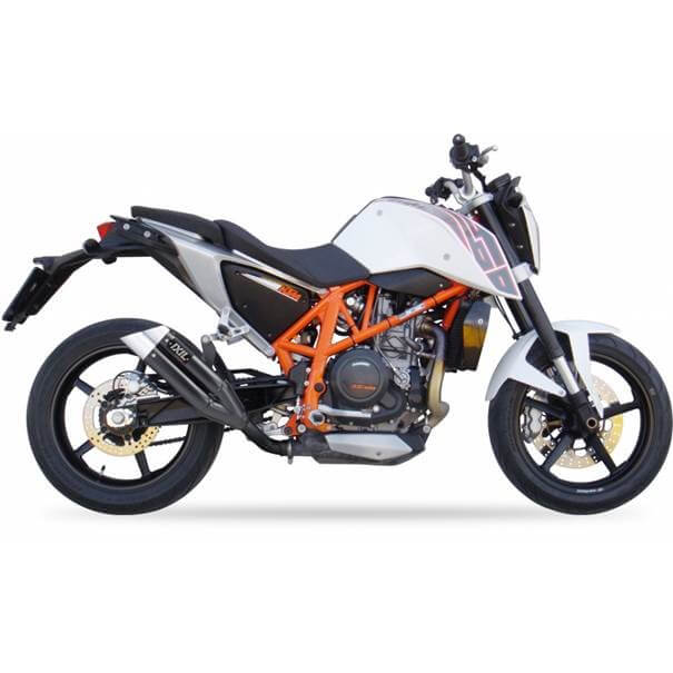 IXIL Hyperlow zwart XL achterdemper KTM Duke 690, roestvrij staal, Dualexit, E-keurmerk