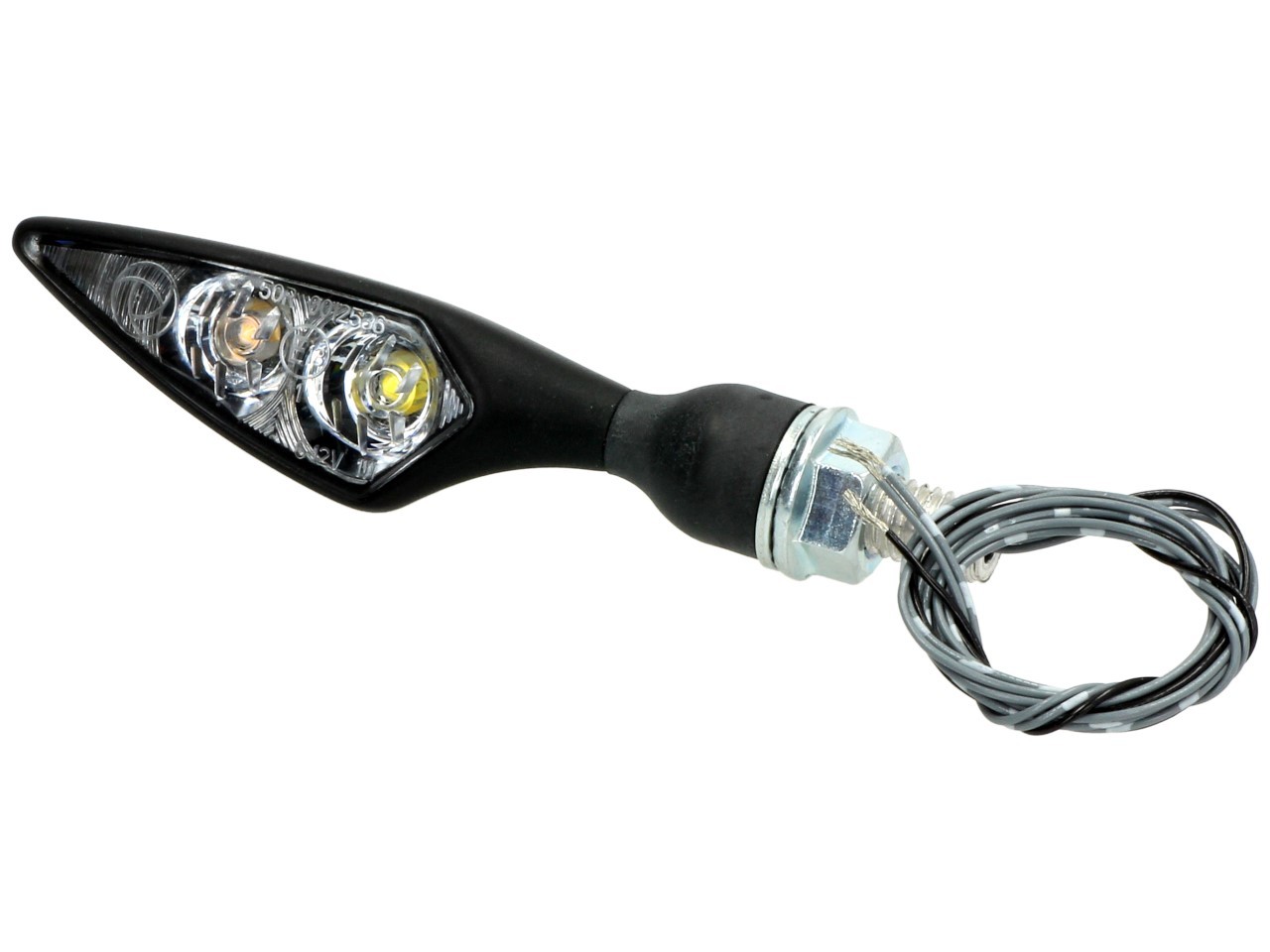Kellermann-knipperlicht, Rhombus PL, staal, LED, rechtsvoor, 12 V, zwart gesatineerd, E-keurmerk