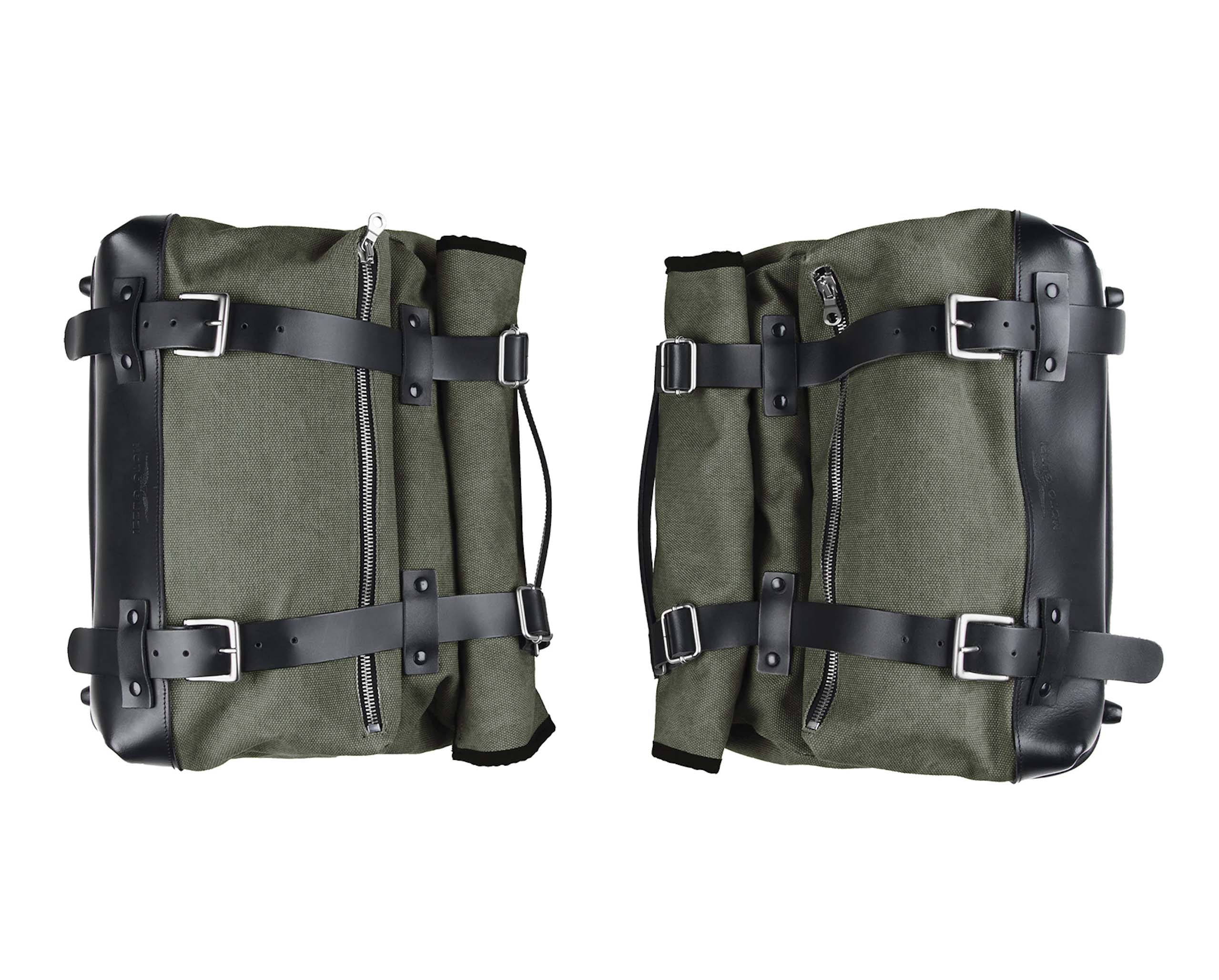 Zijtassenset, groen, canvas voor Moto Guzzi V9 Roamber / Bobber / V7 850 2021-
