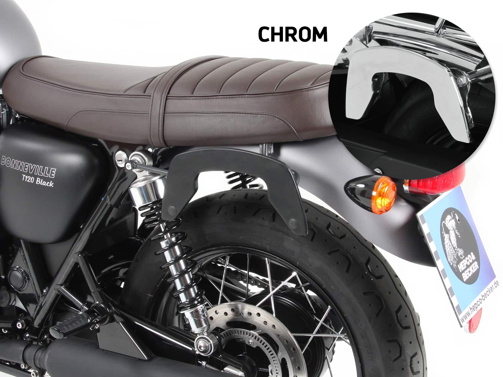 C-Bow zakhouder chroom voor Triumph Bonneville T100 (17-) Hepco & Becker