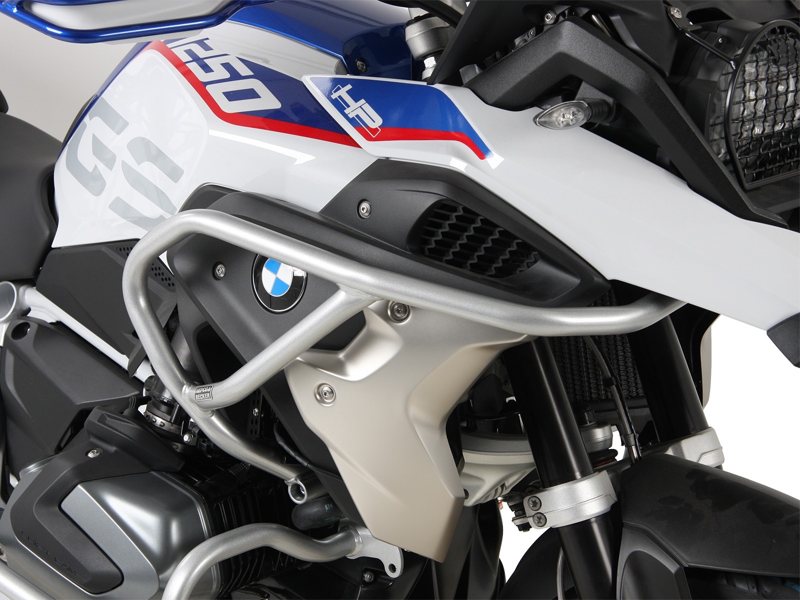 Zilveren tankbeschermer voor BMW R 1250 GS (19-23) Hepco & Becker