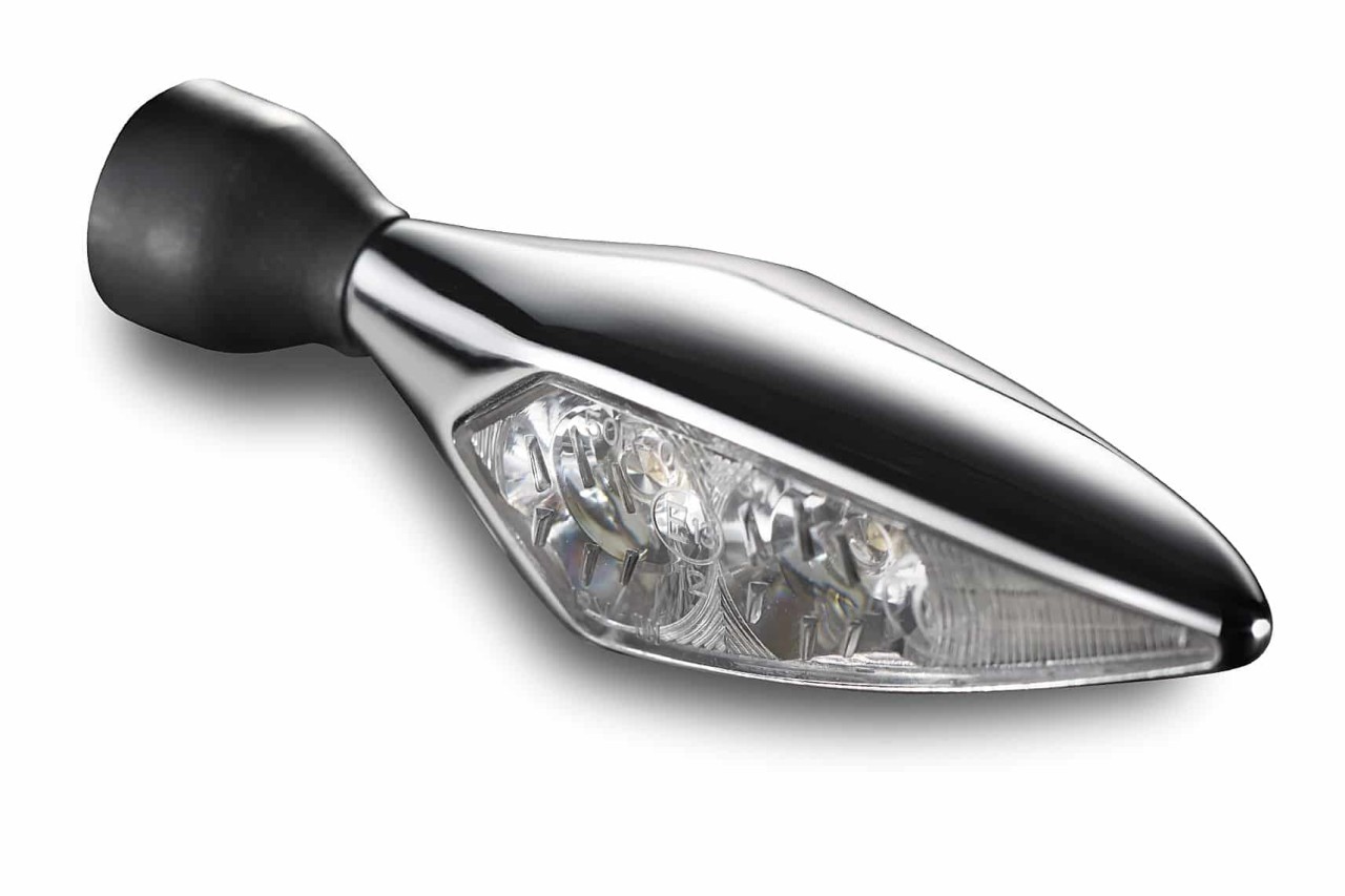 Kellermann knipperlicht, achter- en remlicht, Rhombus DF, staal, LED, HR, 12 V, glanzend chroom, M8x20
