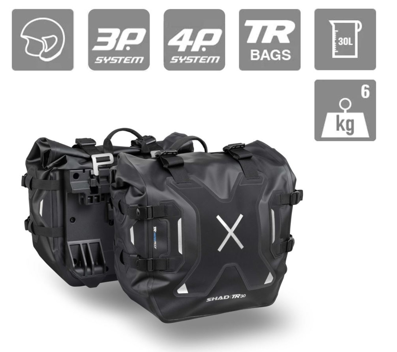 Shad-zijtassen set TR30, zwart, 30 l