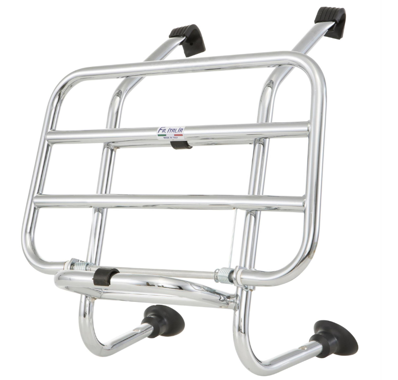 Bagagerek vooraan voor Vespa PX 80-200cc, opvouwbaar, chroom