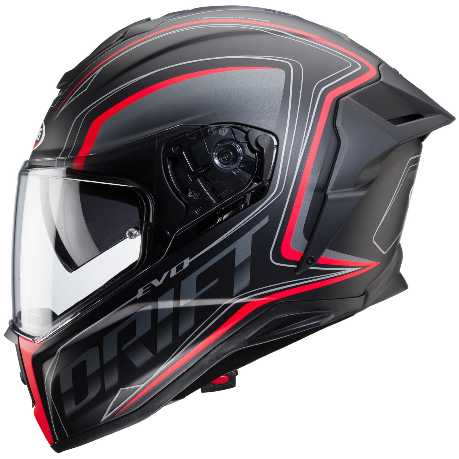 Caberg Helm Drift Evo Integra, mat-zwart/grijs-fluo-rood