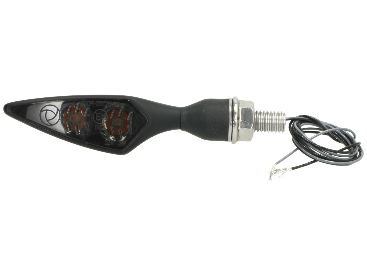 Kellermann-indicator, Rhombus Dark, staal, LED, VR/HL, 12 V, zwart gesatineerd, M8x20, E-keurmerk