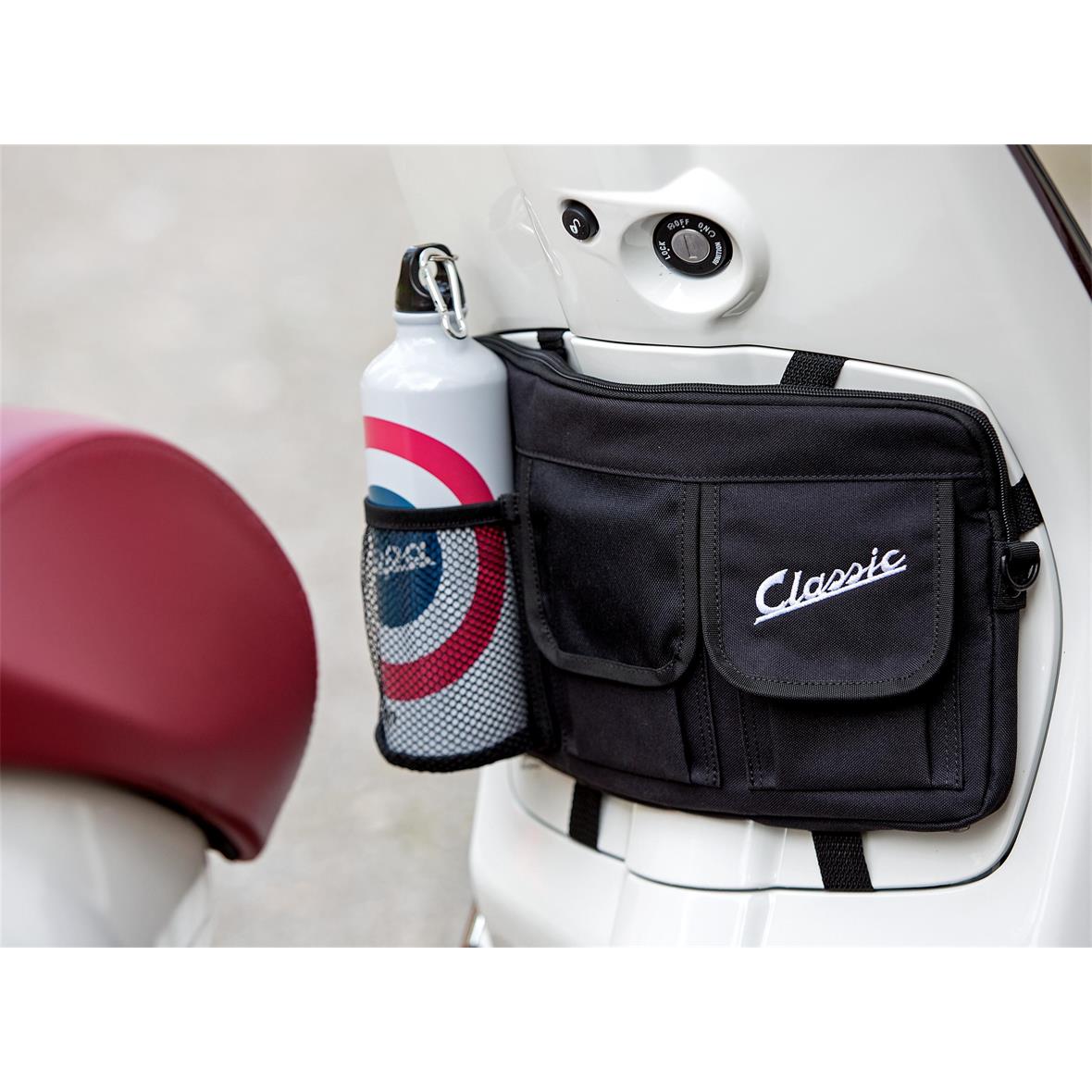 Classic"-tas voor bagageruimte/handschoenkastje Vespa - zwart, nylon