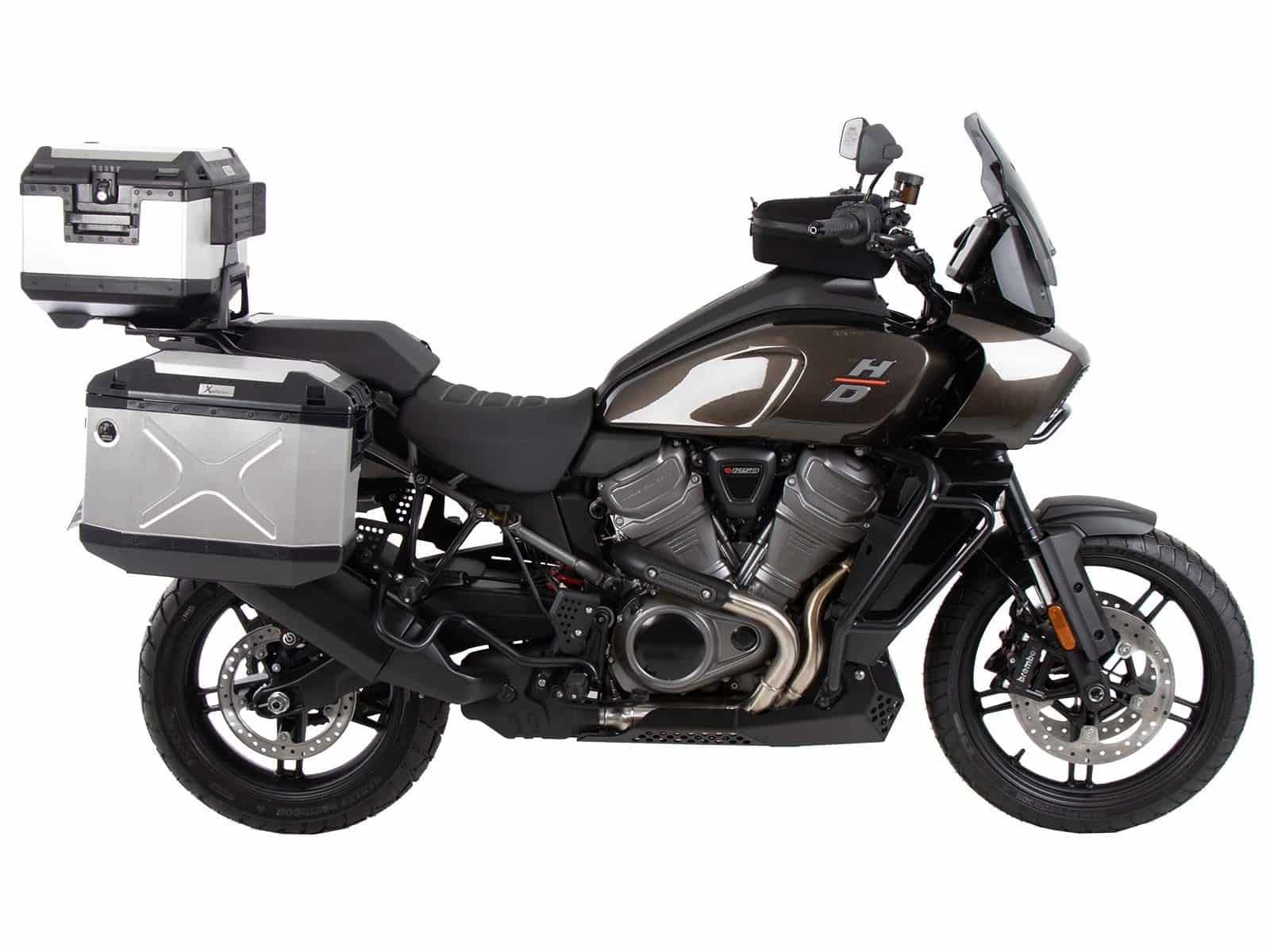 Kofferdragerset Cutout incl. kofferset Xplorer Cutout zilver voor Harley Davidson Pan America (21-)