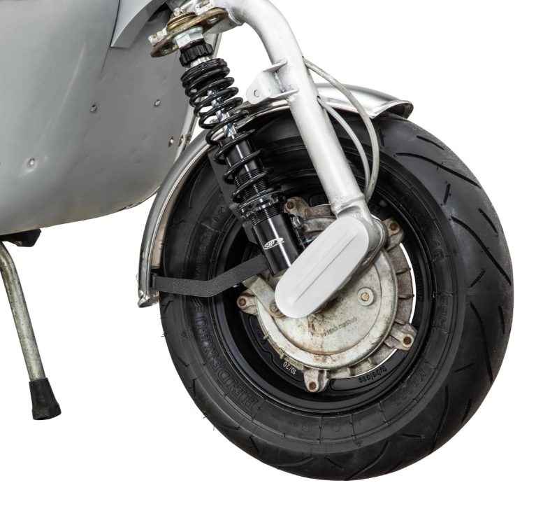 Spatbord 2.0 Garelli voor Vespa PX 80-200ccm, gepolijst roestvrij staal, beugel zwart