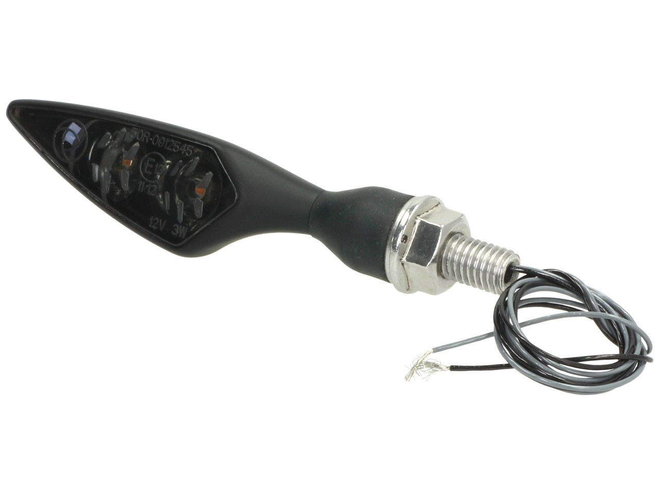 Kellermann-indicator, Rhombus Dark, staal, LED, VR/HL, 12 V, zwart gesatineerd, M8x20, E-keurmerk