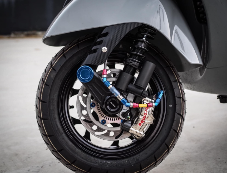 Voorschokdemper voor Vespa GTS/GTS Super/GTV/GT 60/GT/GT L 125-300cc, mat zwart