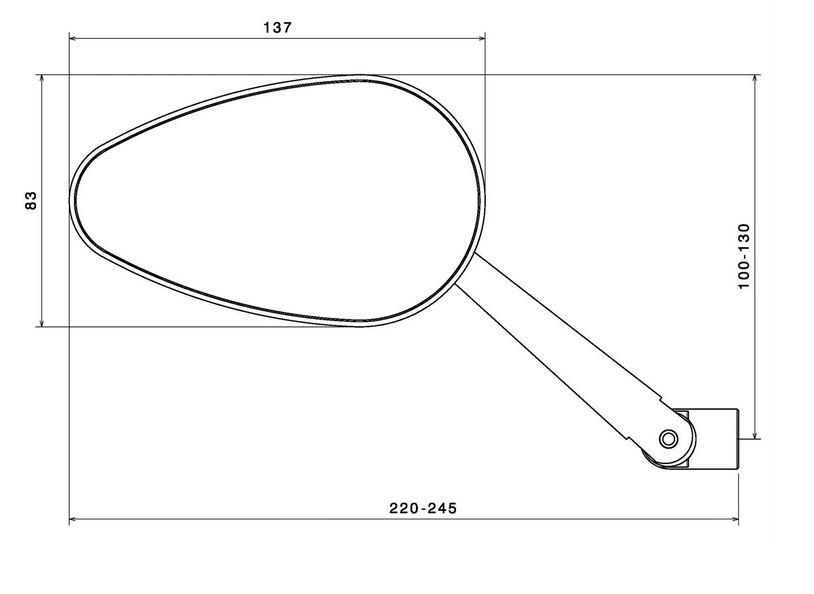 Spiegel RIZOMA "RADIAL RS" links of rechts voor Vespa, zilver geanodiseerd