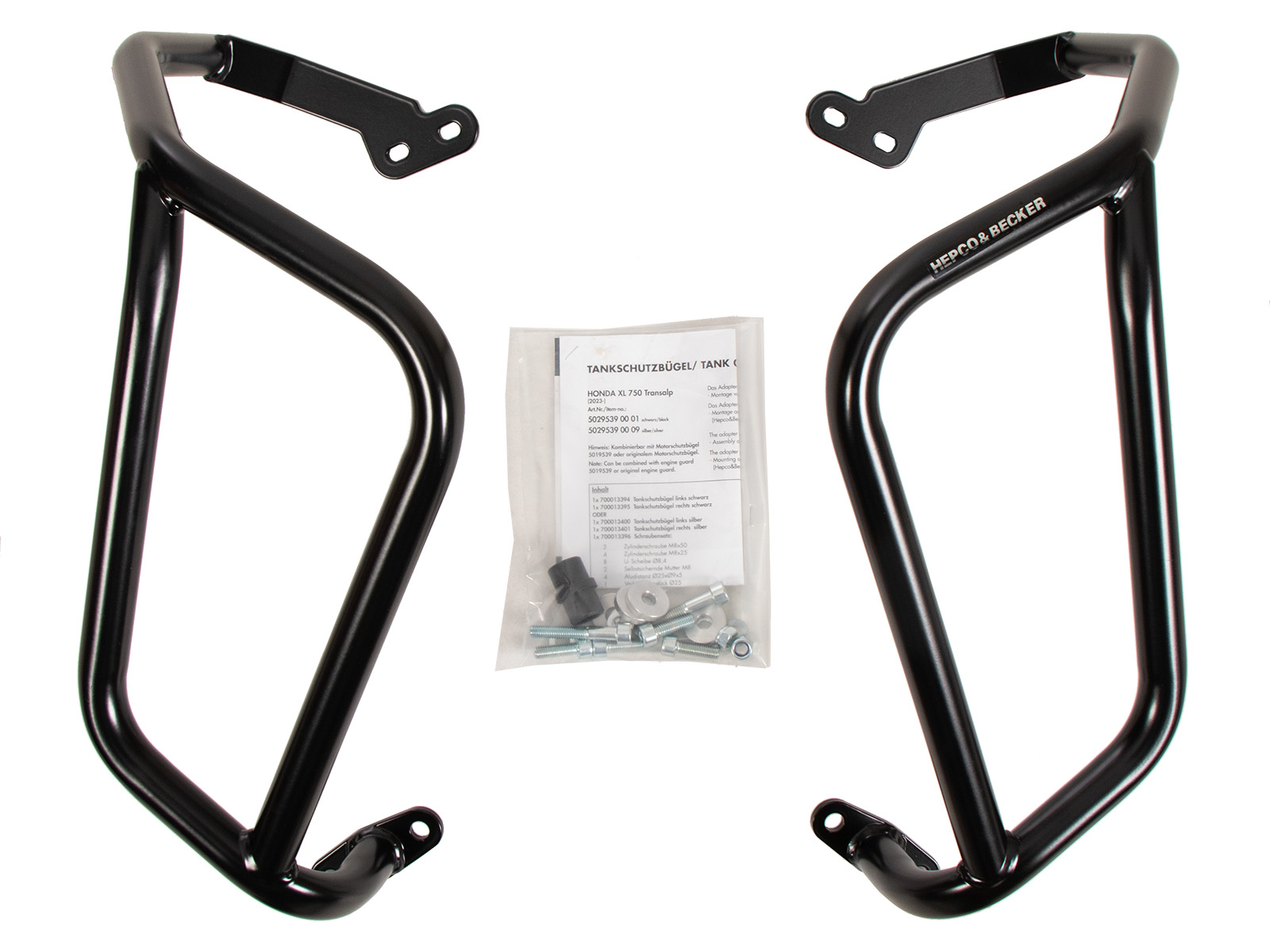 Zwarte tankbeschermbeugel voor Honda XL 750 Transalp / E-Clutch (25-) Hepco & Becker