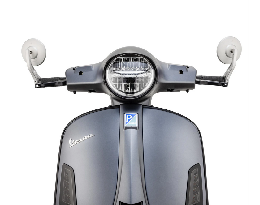 Stuurkapspiegel voor Vespa, links of rechts, rond, zilver mat