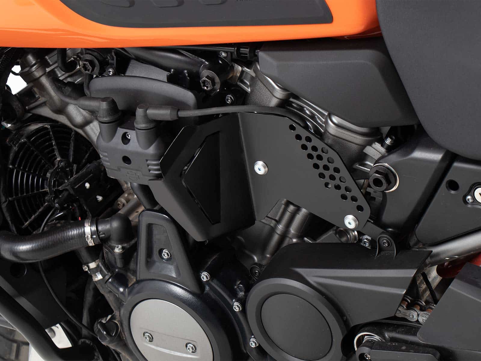 Hittebeschermplaat roestvrij staal zwart voor Harley Davidson Pan America (21-) Hepco & Becker